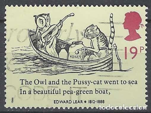 Sellos: GRAN BRETA&Ntilde;A 1988 - POESIAS ABSURDAS DE EDWARD LEAR, EL B&Uacute;HO Y EL GATO - USADO