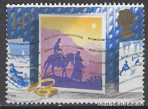 Sellos: GRAN BRETA&Ntilde;A 1988 - NAVIDAD, HACIA BEL&Eacute;N - USADO