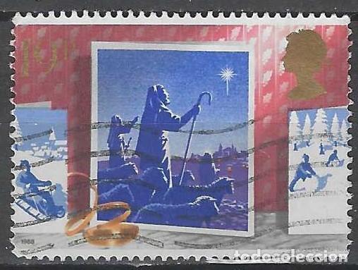 Sellos: GRAN BRETA&Ntilde;A 1988 - NAVIDAD, PASTORES Y ESTRELLA - USADO