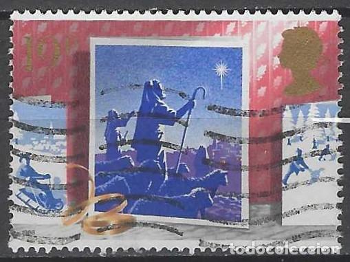 Sellos: GRAN BRETA&Ntilde;A 1988 - NAVIDAD, PASTORES Y ESTRELLA - USADO