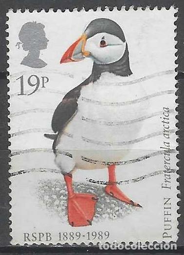 Sellos: GRAN BRETA&Ntilde;A 1989 - CENTENARIO DE LA REAL SCDAD. PROTECTORA DE P&Aacute;JAROS, FRAILECILLO &Aacute;RTICO - USADO