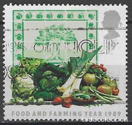 Sellos: GRAN BRETA&Ntilde;A 1989 - A&Ntilde;O DE LA ALIMENTACI&Oacute;N DE PRODUCTOS DEL CAMPO, HORT&Iacute;COLAS - USADO