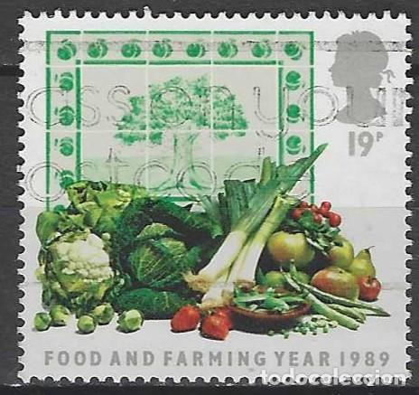 Sellos: GRAN BRETA&Ntilde;A 1989 - A&Ntilde;O DE LA ALIMENTACI&Oacute;N DE PRODUCTOS DEL CAMPO, HORT&Iacute;COLAS - USADO