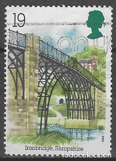 Sellos: GRAN BRETA&Ntilde;A 1989 - ARQUEOLOG&Iacute;A INDUSTRIAL, PUENTE DE ACERO, SHROPSHIRE - USADO