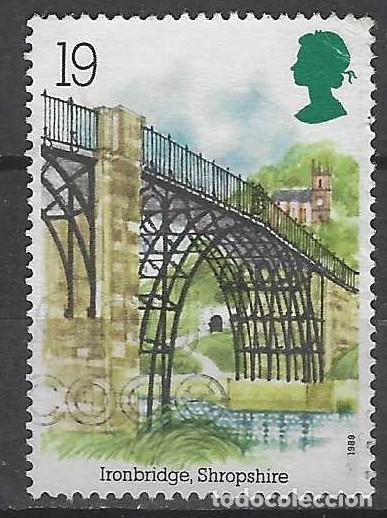 Sellos: GRAN BRETA&Ntilde;A 1989 - ARQUEOLOG&Iacute;A INDUSTRIAL, PUENTE DE ACERO, SHROPSHIRE - USADO