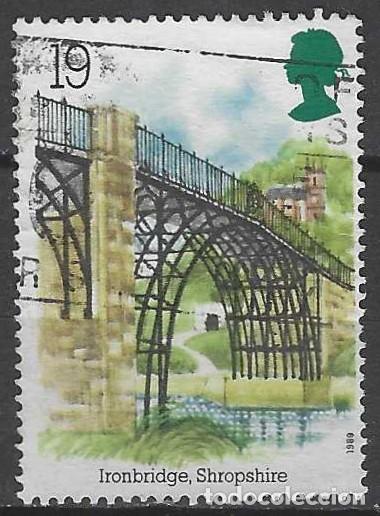 Sellos: GRAN BRETA&Ntilde;A 1989 - ARQUEOLOG&Iacute;A INDUSTRIAL, PUENTE DE ACERO, SHROPSHIRE - USADO