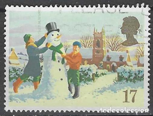 Sellos: GRAN BRETA&Ntilde;A 1990 - NAVIDAD, MU&Ntilde;ECO DE NIEVE - USADO