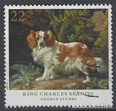 Sellos: GRAN BRETA&Ntilde;A 1991 - PERROS, SPANIEL DEL REY CARLOS, PINTURA DE GEORGE STUBBS - USADO
