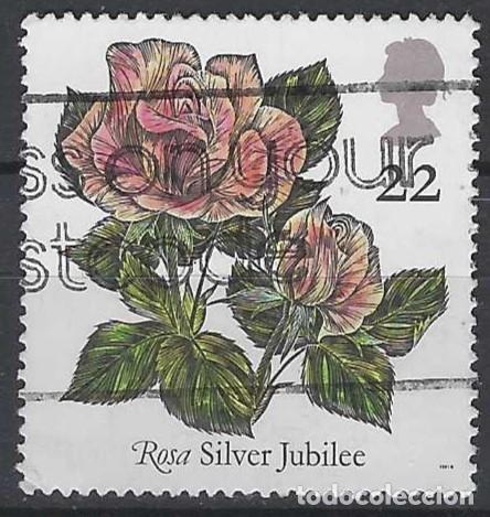 Sellos: GRAN BRETA&Ntilde;A 1991 - FLORES, ROSAS, SILVER JUBILEE - USADO