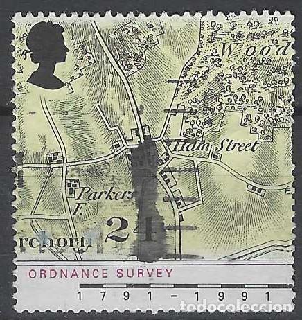 Sellos: GRAN BRETA&Ntilde;A 1991 - MAPA DE HAMSTREET, KENT 1816 - USADO