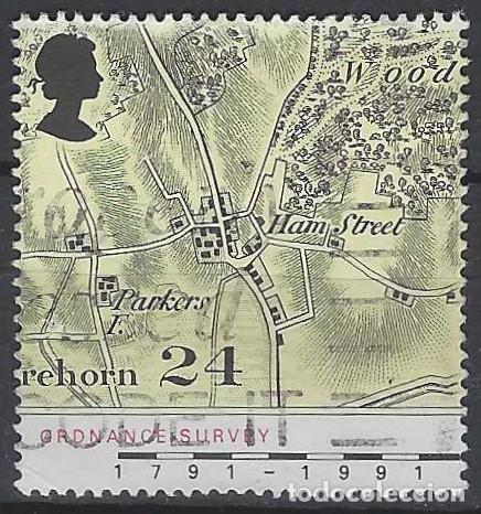 Sellos: GRAN BRETA&Ntilde;A 1991 - MAPA DE HAMSTREET, KENT 1816 - USADO