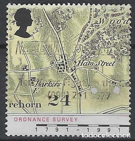 Sellos: GRAN BRETA&Ntilde;A 1991 - MAPA DE HAMSTREET, KENT 1816 - USADO