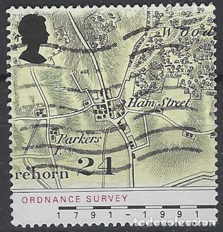 Sellos: GRAN BRETA&Ntilde;A 1991 - MAPA DE HAMSTREET, KENT 1816 - USADO