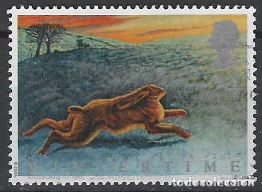 Sellos: GRAN BRETA&Ntilde;A 1992 - FAUNA DE INVIERNO, LIEBRE - USADO