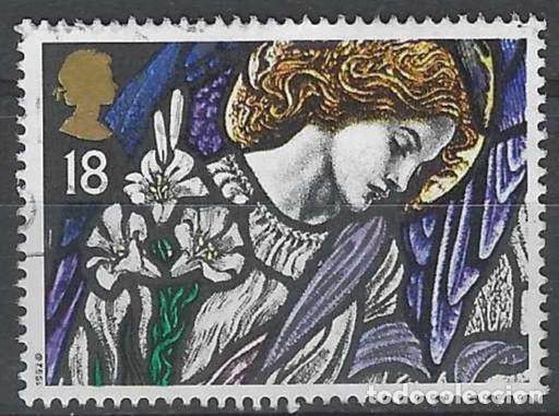Sellos: GRAN BRETA&Ntilde;A 1992 - NAVIDAD, VIDRIERAS, &Aacute;NGEL GABRIEL, ST. JAME&acute;S, PANGBOURNE - USADO