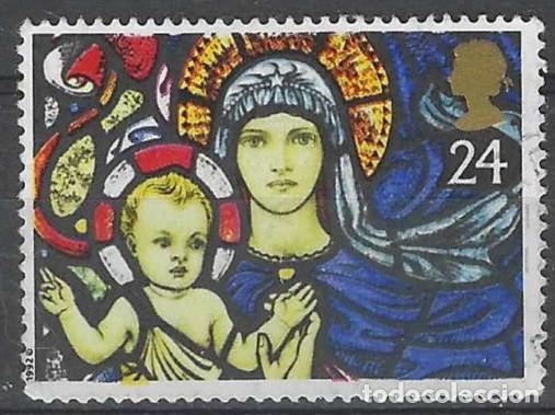 Sellos: GRAN BRETA&Ntilde;A 1992 - NAVIDAD, VIDRIERAS, V&Iacute;RGEN Y NI&Ntilde;O, ST. MARY&acute;S, BILBURY - USADO