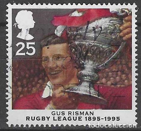 Sellos: GRAN BRETA&Ntilde;A 1995 - CENTENARIO DE LA LIGA DE RUGBY, GUS RISMAN - USADO