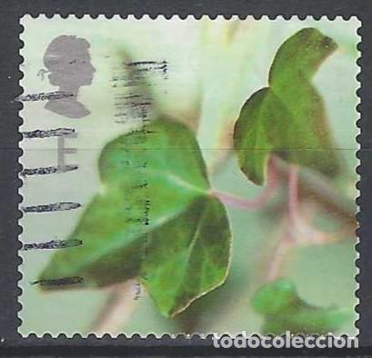 Sellos: GRAN BRETA&Ntilde;A 2002 - NAVIDAD, PLANTAS &rdquo;VALOR E&rdquo; - USADO ADHESIVO