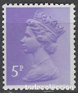 Sellos: GRAN BRETA&Ntilde;A 1980 - ISABEL II, 5P VIOLETA AZULADO - MNH**