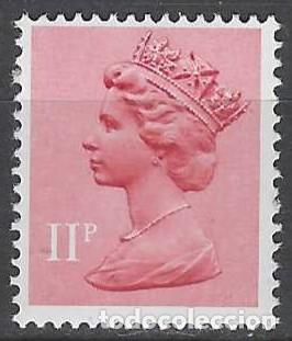 Sellos: GRAN BRETA&Ntilde;A 1976 - ISABEL II, 11P ROJO PARDUZCO - MNH**