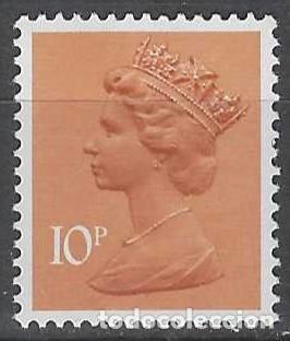 Sellos: GRAN BRETA&Ntilde;A 1976 - ISABEL II, 10P NARANJA PARDUZCO - MNH**