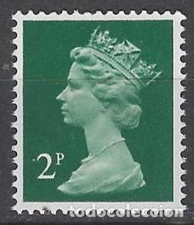 Sellos: GRAN BRETA&Ntilde;A 1971 - ISABEL II, 2P VERDE OSCURO - MNH**