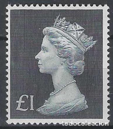Sellos: GRAN BRETA&Ntilde;A 1972 - ISABEL II, 1&pound; NEGRO GRIS&Aacute;CEO - MNH**