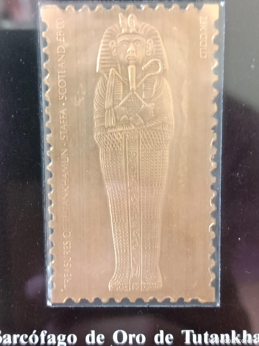 Sellos: pareja cuadros sellos de oro 23k -tutankamon (isla de staffa, 1970s) edici&oacute;n limitada