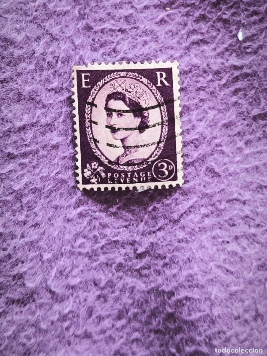 Sellos: Sello Reino Unido 3 Pence Reina Isabel II Elizabeth II Postage Revenue Filatelia