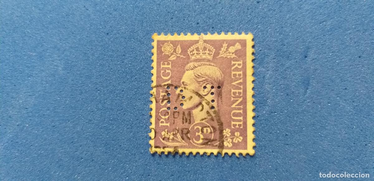Sellos: Sello Perfins. Sello perforado Rey George VI. Inglaterra, Reino Unido