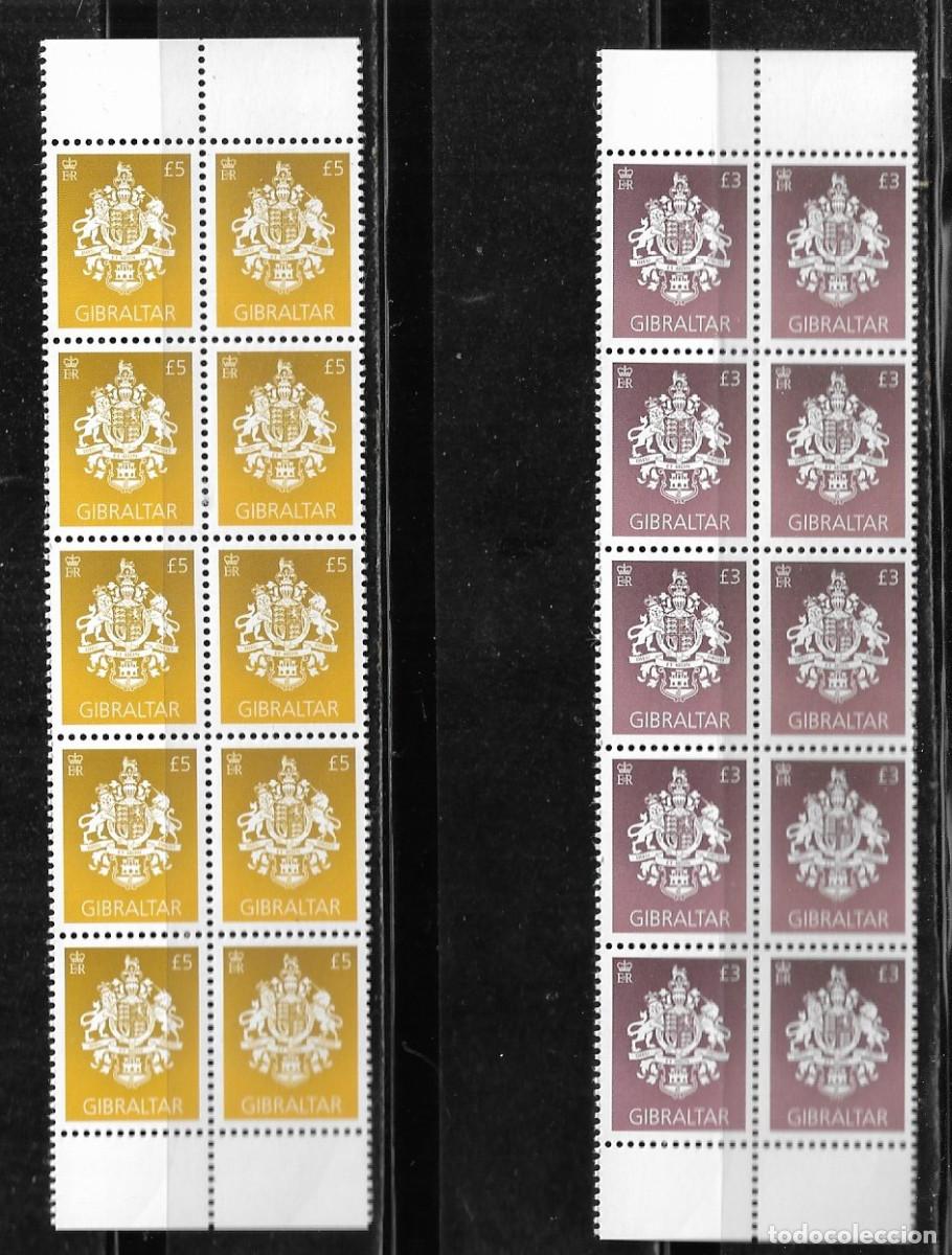 Sellos: GIBRALTAR 2021, TIRA DE 10 VALORES ESCUDOS. MNH.