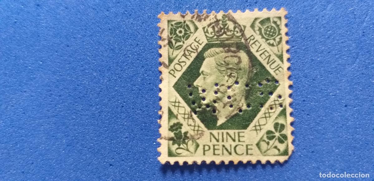 Stamps: Sello perfins. Sello de Reino Unido. Postage revenue. Rey Jorge VI. Usado Perforado Letras MCS