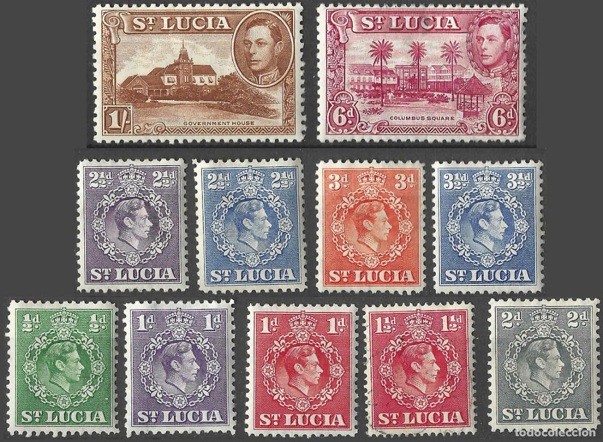 Sellos: ST. LUCIA/1938-48/MH/SC#110-1, 112a, 113-9, 121/ REY JORGE VI / KGVI / SET PARCIAL/ #136 MH