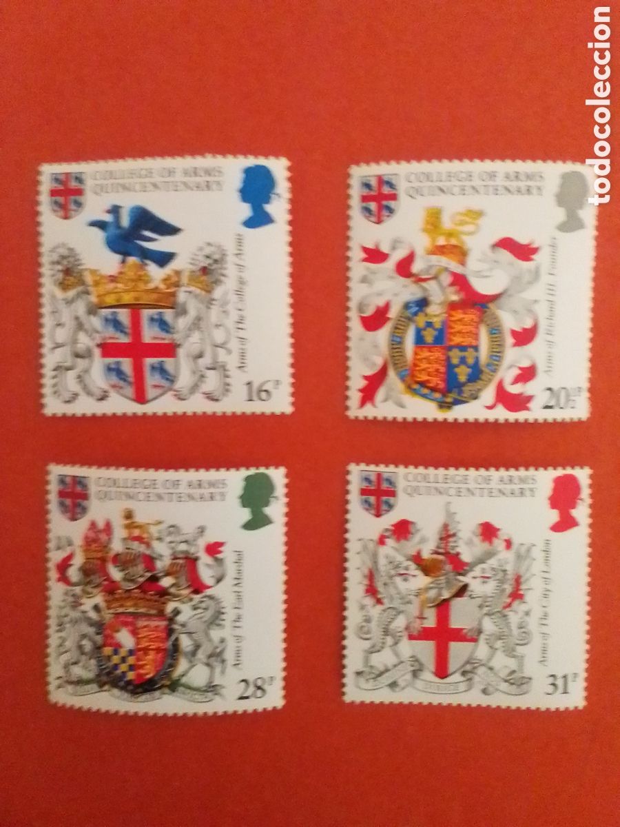 Sellos: Her&aacute;ldica (4 escudos) Reino Unido