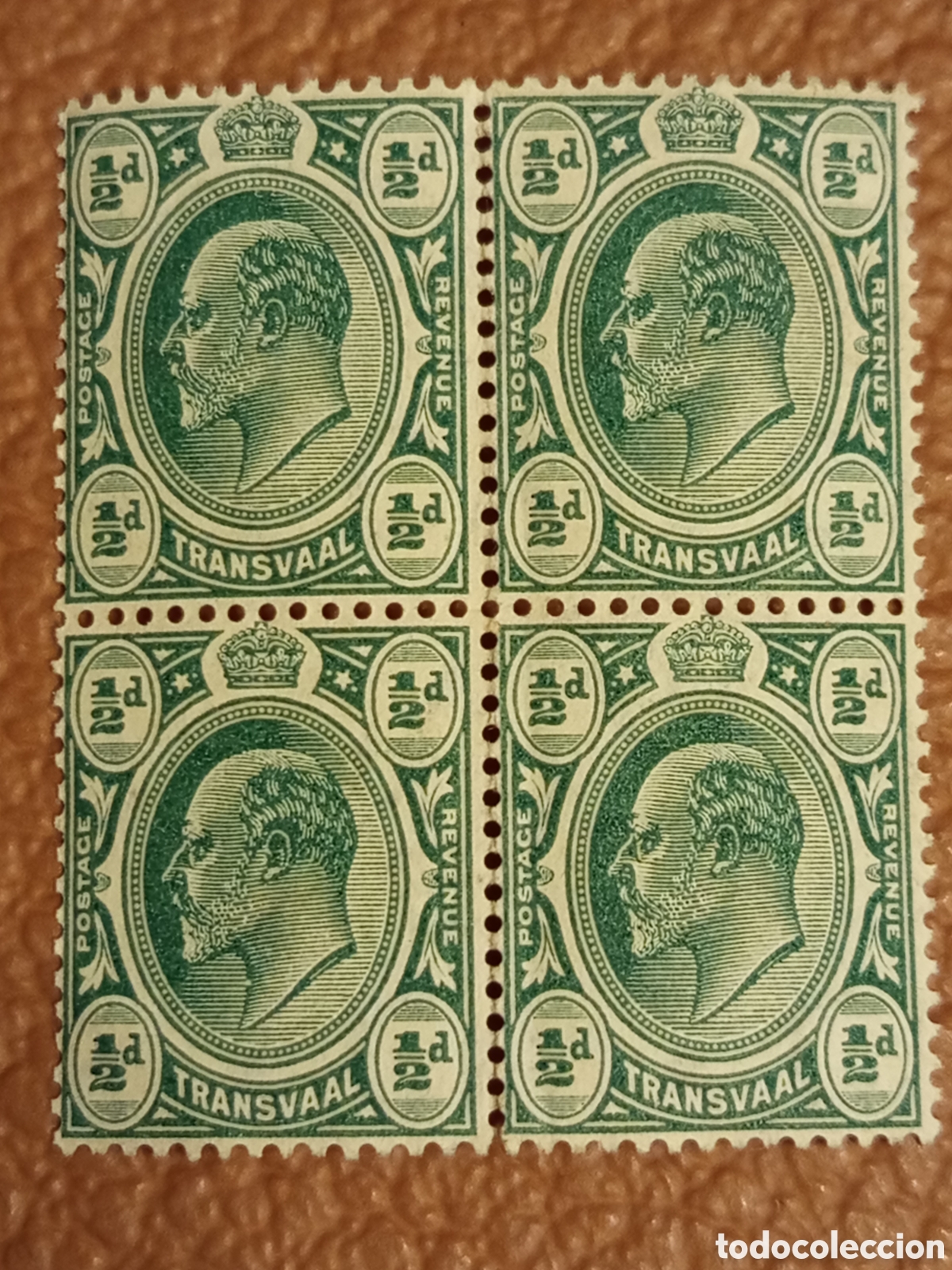 Sellos: Bloque 4 Sellos Transvaal 1902 Stanley Gibbons 244 1/2d Eduardo VII