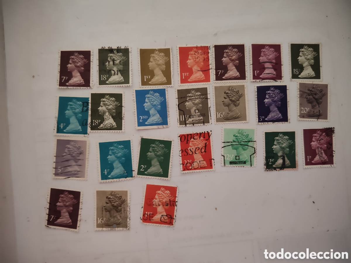 Sellos: 25 sellos de Gran Breta&ntilde;a perfil en relieve de la Reyna Isabel ll 2015