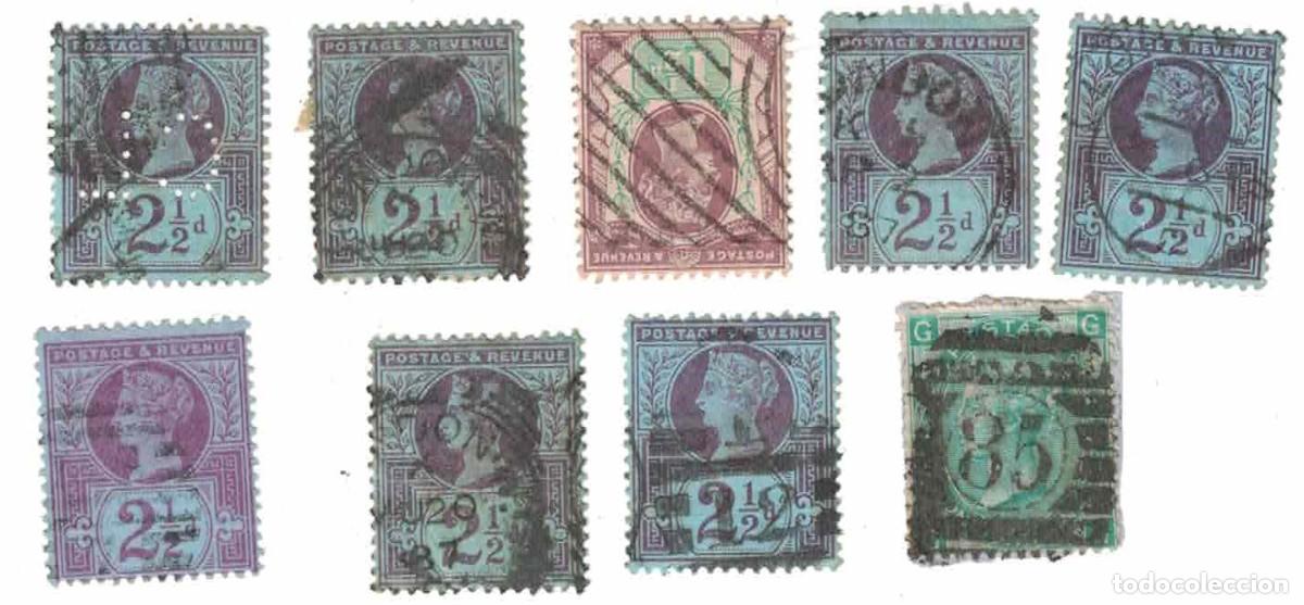Sellos: UK lot of 9 used stamps