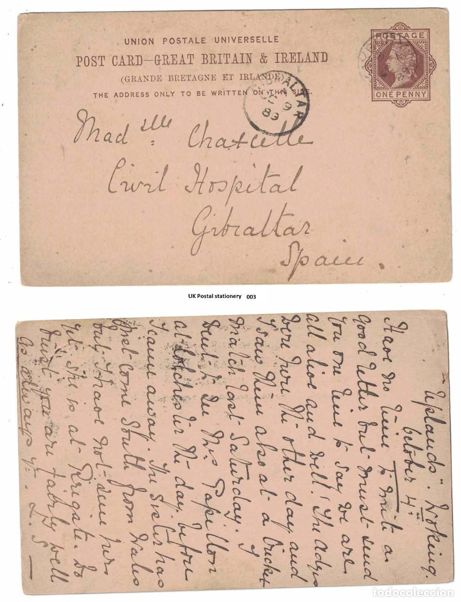 Sellos: UK postal stationery card sent to Spain
