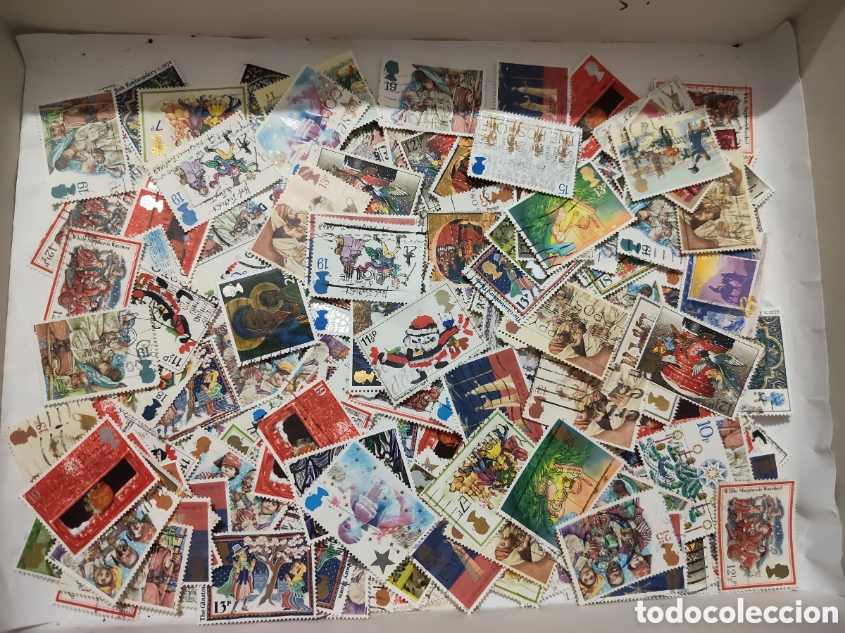 Sellos: Lote de 210 sellos de Gran Breta&ntilde;a Navidades diferentes a&ntilde;os