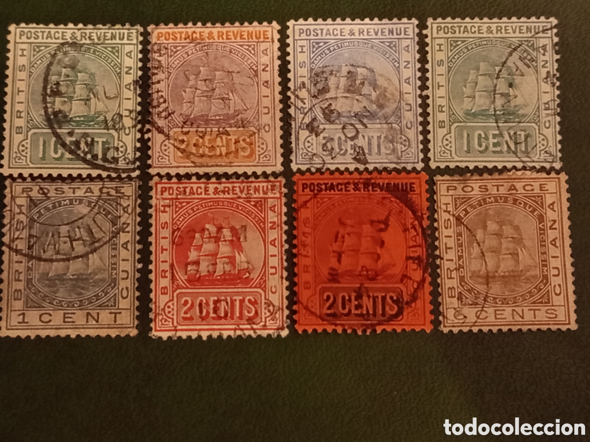 Sellos: Guayana Brit&aacute;nica Barco 1889-1913 Lote 8 Sellos Usados Scott 111-190