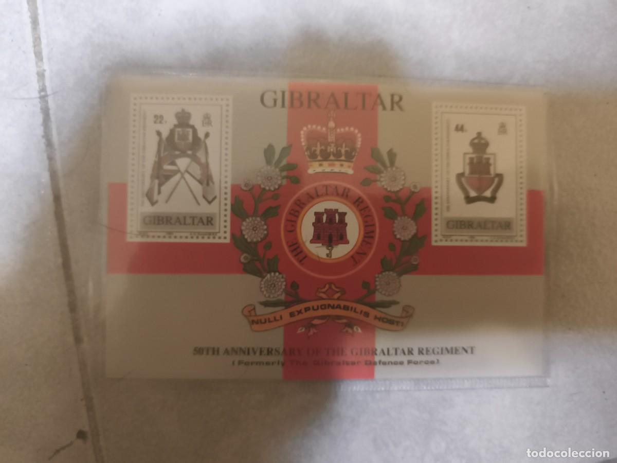 Sellos: Hoja 50 aniversario de regimiento Gibraltar