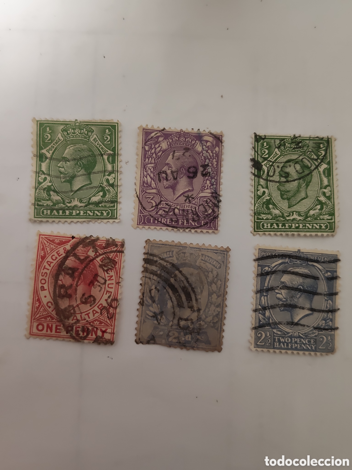 Sellos: 6 Sellos de Gran Breta&ntilde;a rey Eduardo Vll 1902 y rey Jorge V 1912 usados