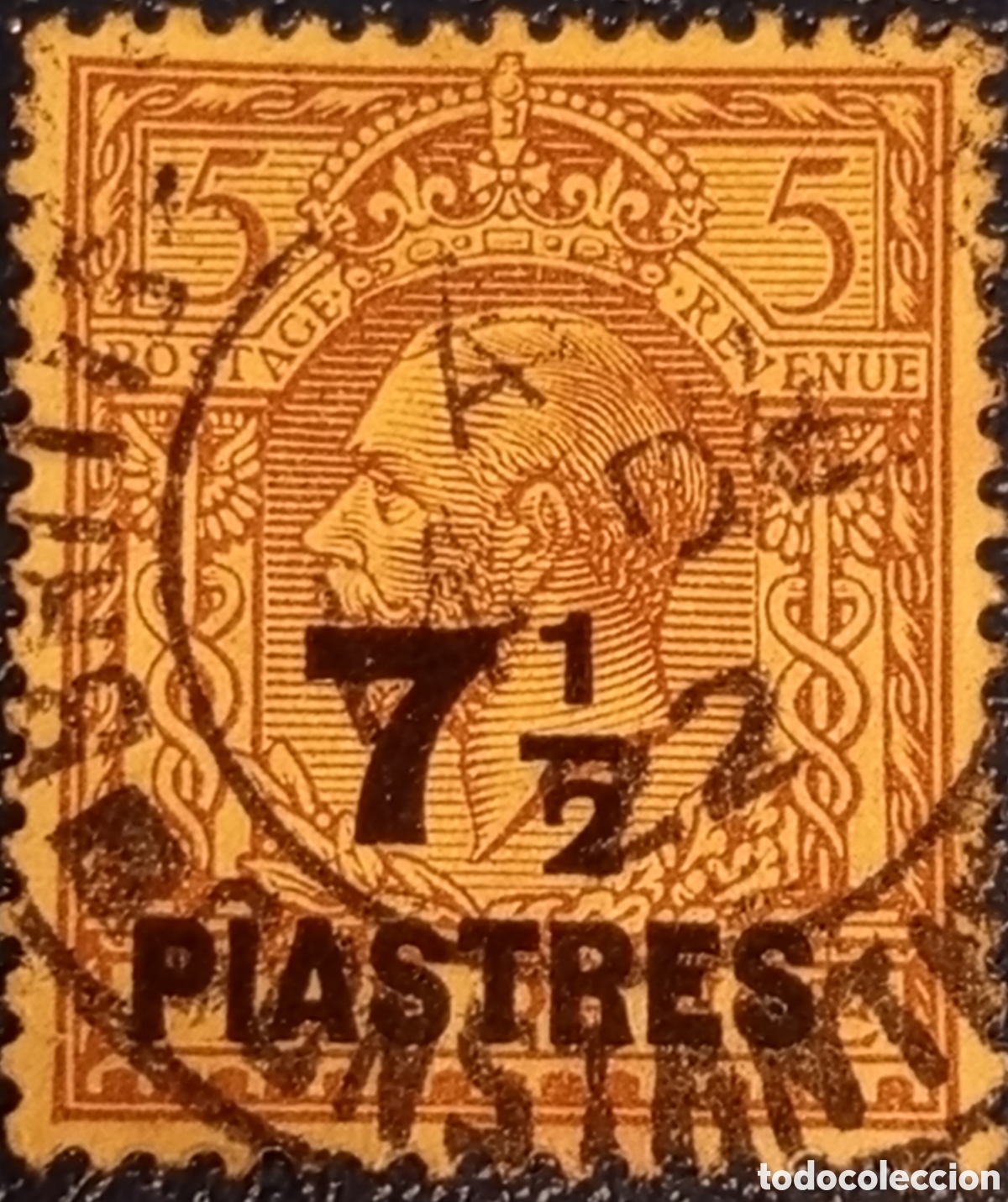 Sellos: Levante Brit&aacute;nico 1922 Jorge V SG45 - 7&frac12; Piastres sobre 5d Usado