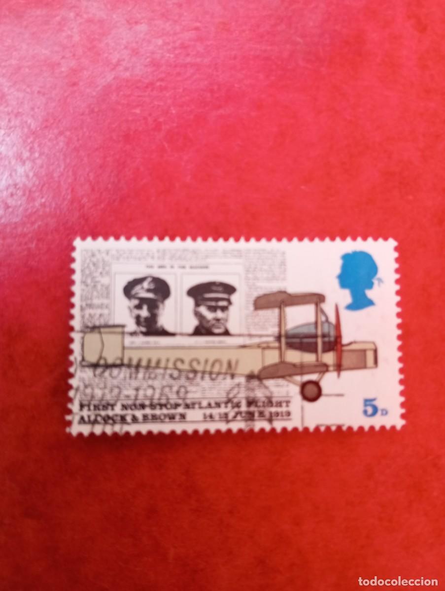 Sellos: INGLATERRA, 1969, 50 ANIVERSARIO DEL RAID AEREO, YT 558
