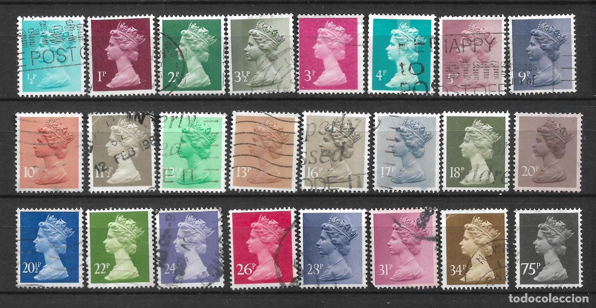 Sellos: gran breta&ntilde;a 24 sellos 1970-95 usado - 11/34