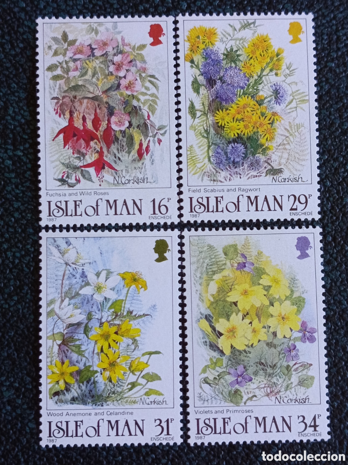 Sellos: &rdquo;Isla de Man 1987 Flores Silvestres SG 354-357 Corkish nuevo MH&rdquo;