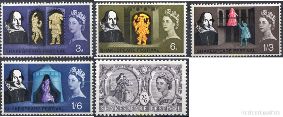 Sellos: 141841 MNH GRAN BRETA&Ntilde;A 1964 4 CENTEANRIO DEL NACIMIENTO DE WILLIAM SHAKESPEARE