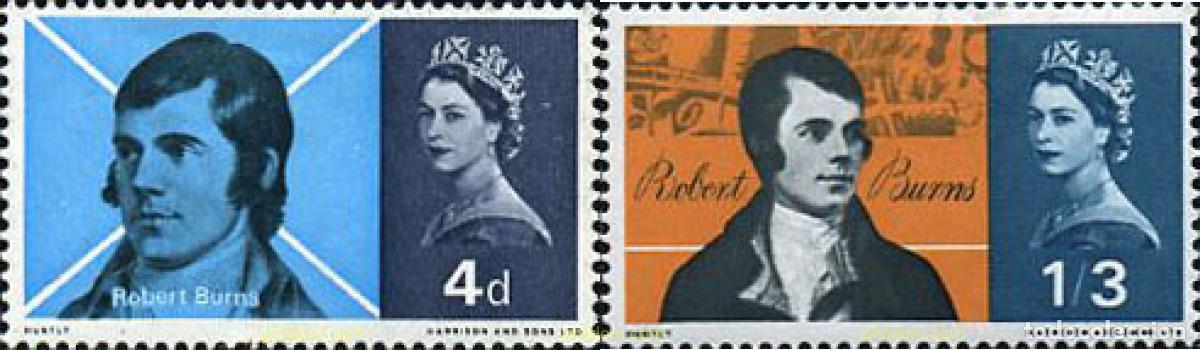 Sellos: 141958 MNH GRAN BRETA&Ntilde;A 1966 170 ANIVERSARIO DE LA MUERTE DEL POETA ESCOCES ROBERT BURNS