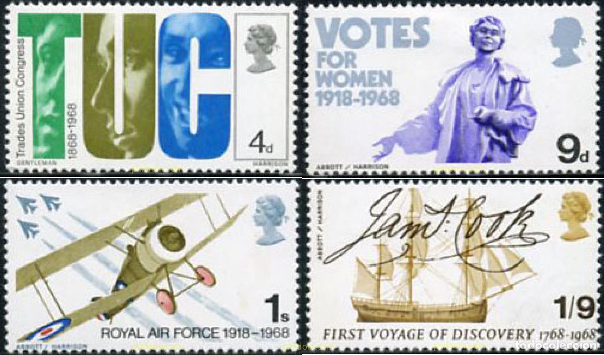 Sellos: 142001 MNH GRAN BRETA&Ntilde;A 1968 50 ANIVERSARIO DEL DERECHO A VOTO DE LAS MUJERES
