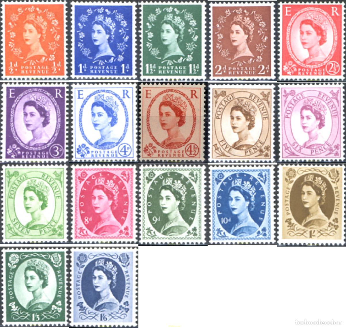 Sellos: 249895 MNH GRAN BRETA&Ntilde;A 1958 ISABEL II